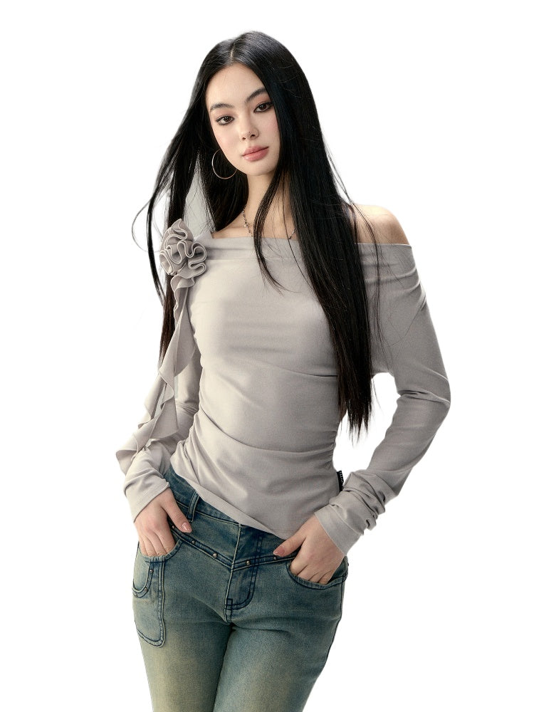 Rose Flower Ribbon Multi-Wear Long Sleeve T-shirt