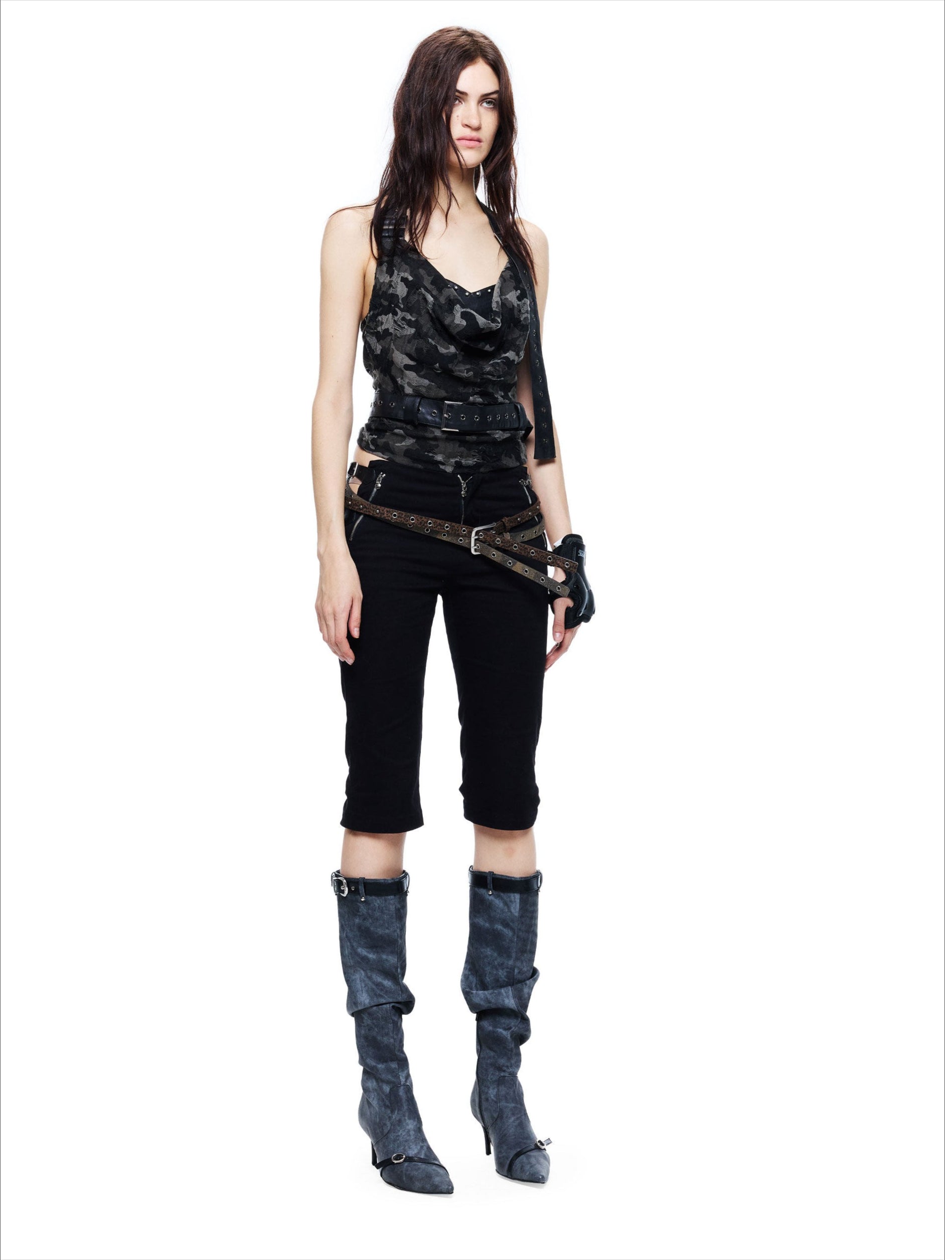Punk Grunge Studded Belt-Detail Camisole