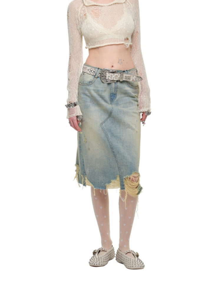 Washed Denim Skirt