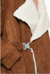 Lamb Wool Collar Faux Suede Jacket - CHINASQUAD