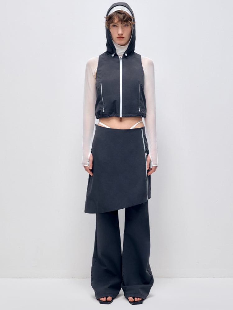 Sleeveless Hooded Zipper Double-layer Vest