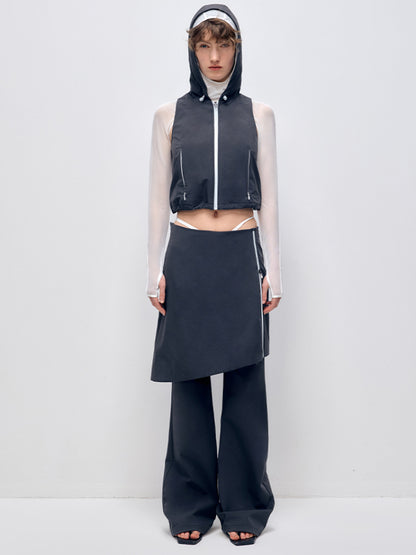 Sleeveless Hooded Zipper Double-layer Vest