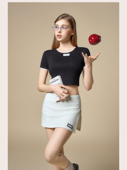 Silver High-Waist Bodycon Midi Skirt