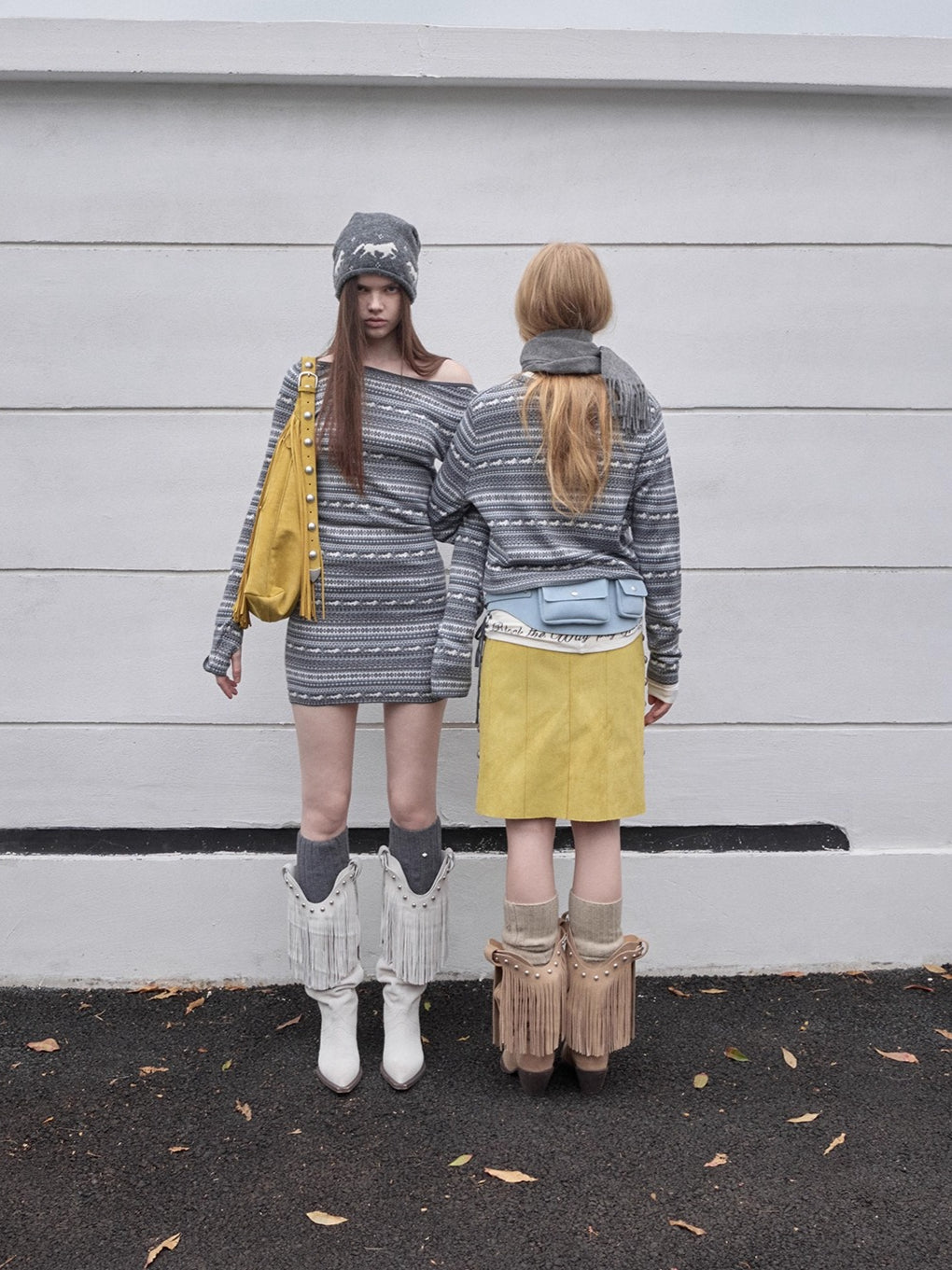 Fair Isle Pony Jacquard Drawstring Knit Cardigan