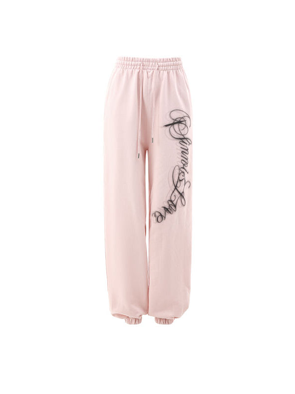 Letter Print Loose Elastic Cuffs Joggers