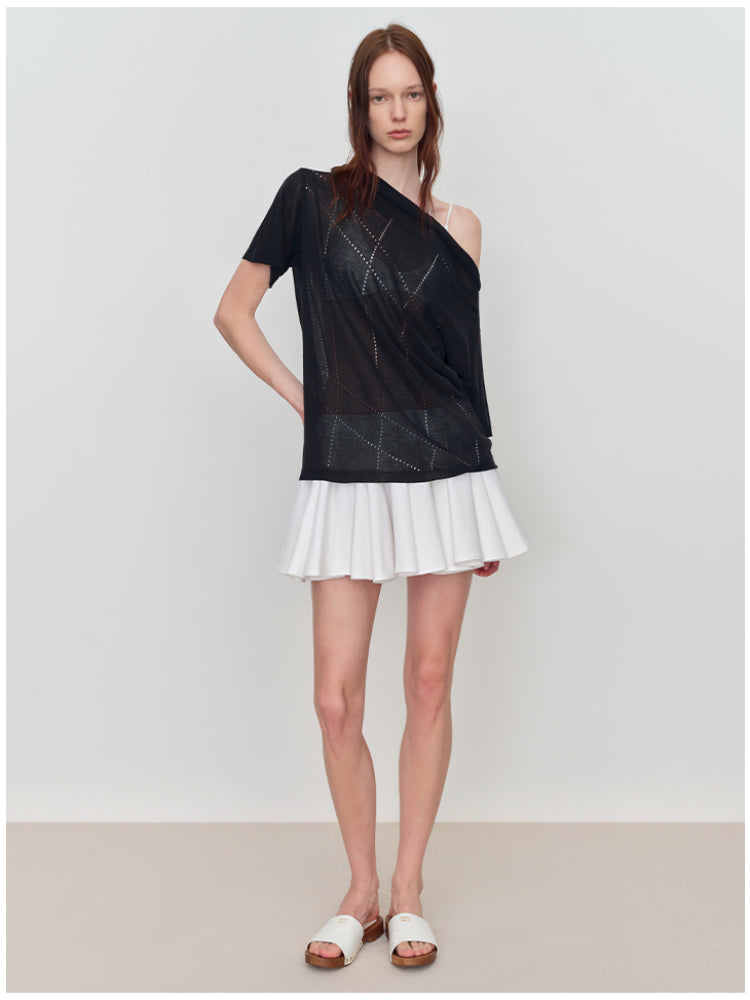 Linen Hollow-out Knitted T-Shirt