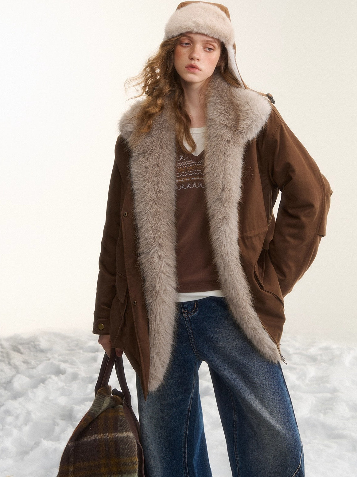 Fur-Trim Padded Utility Parka Jacket