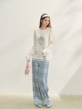 Lace Panel Checked Straight-Leg Pants - CHINASQUAD