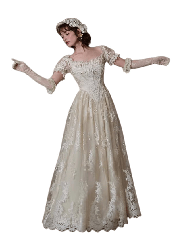 Vintage Court Lace Corset Gown Dress