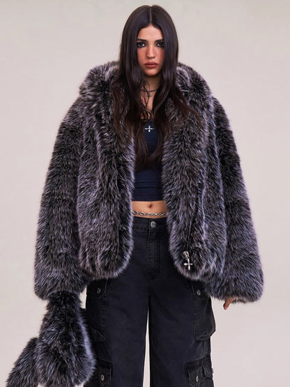 Cross Relic Oversized Faux Fur Hoodie