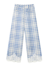 Lace Panel Checked Straight-Leg Pants - CHINASQUAD