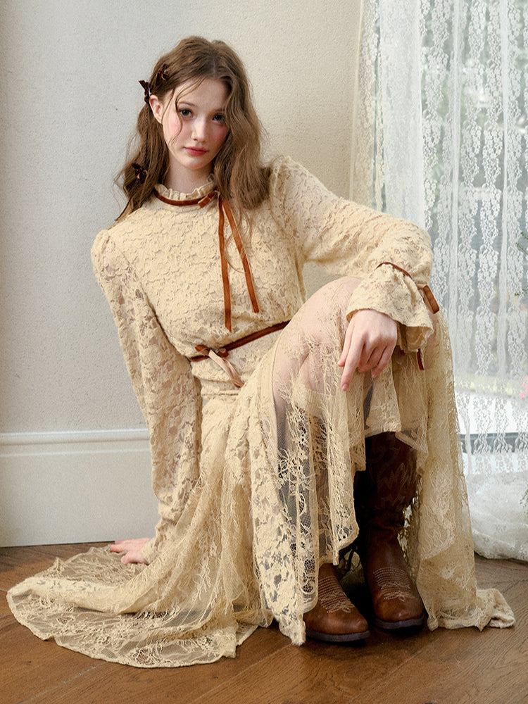 Group of Universe Brown Fuzzy Lace Shirt Dress CHINASQUAD Group of Universe Brown Fuzzy Lace Shirt Dress CHINASQUAD