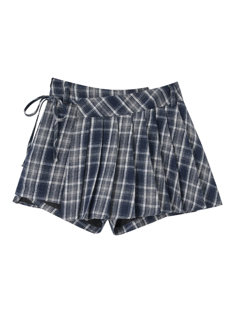 Plaid Hooded Long Sleeve Shirt &amp; Skirt Set