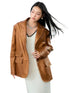 Washed Distressed Leather Blazer - CHINASQUAD