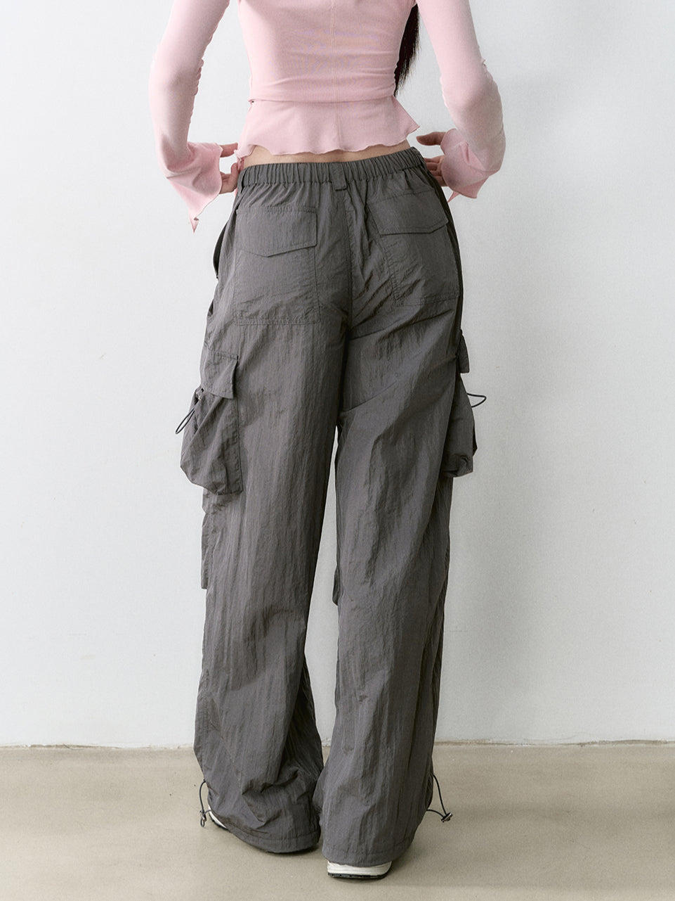 Mesh Pocket Cargo Wide-Leg Pants