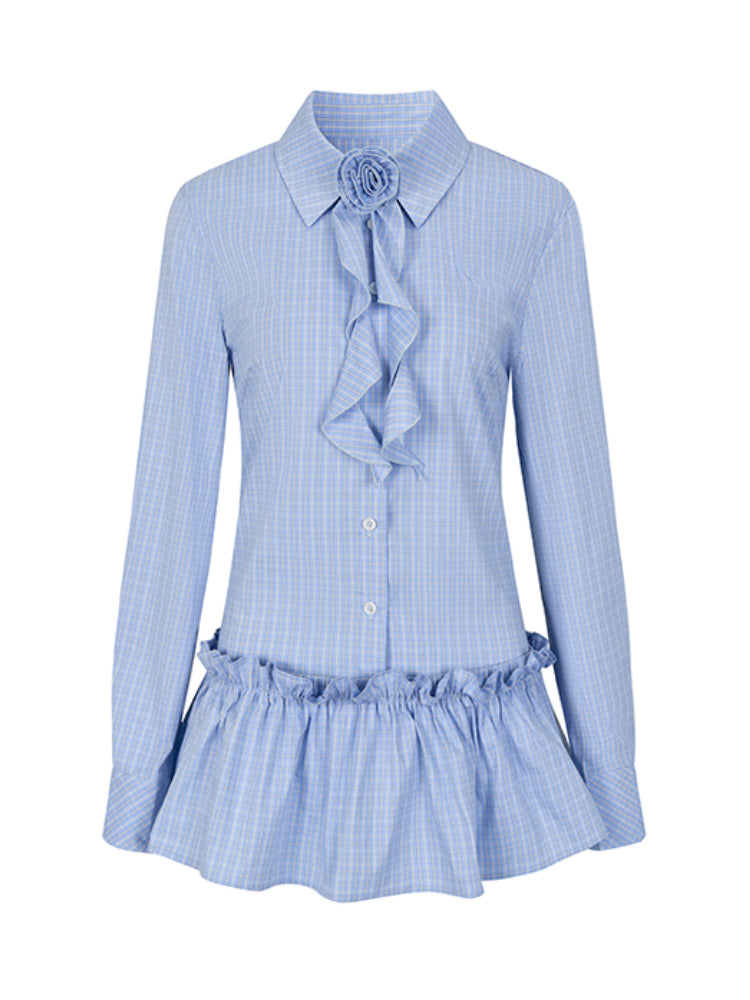 Removable Brooch Shirt Dress