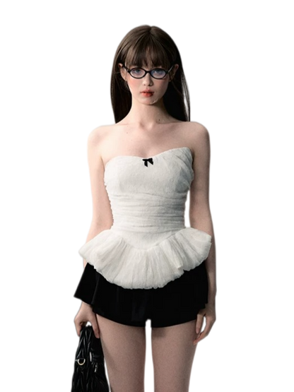 White Lace Corset Tube Top