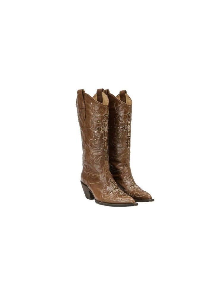 Below-Knee Rivet Long Boots