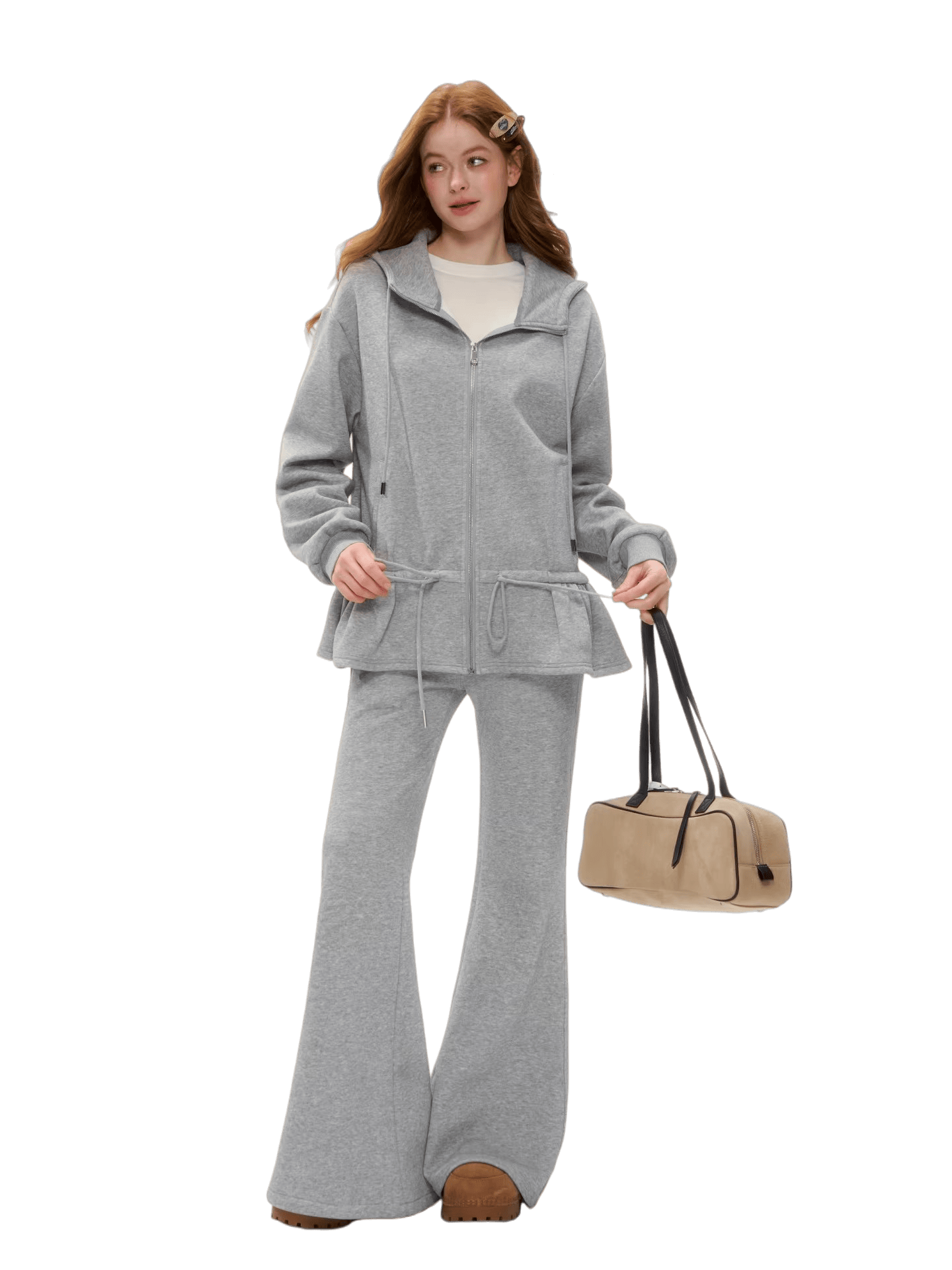 Sculpted Drawstring Cocoon Fleece Hoodie Jacket
