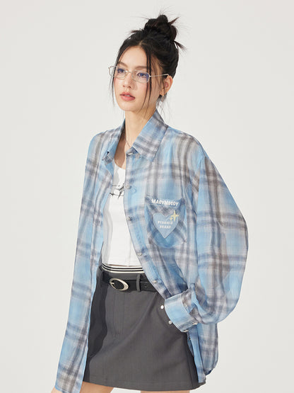 Heart Checkered Sun-protective Shirt - CHINASQUAD
