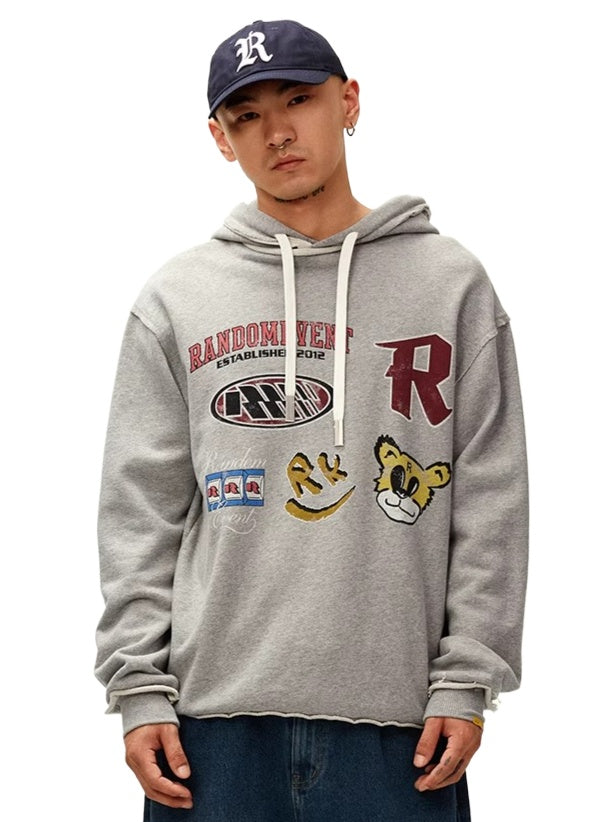 Vintage Graphic Frayed Edge Hoodie