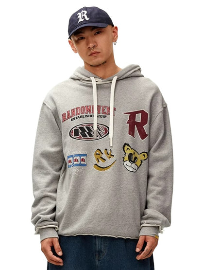 Vintage Graphic Frayed Edge Hoodie