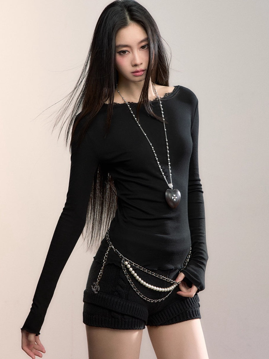 Reversible Lace-Panel Lyocell Blouse