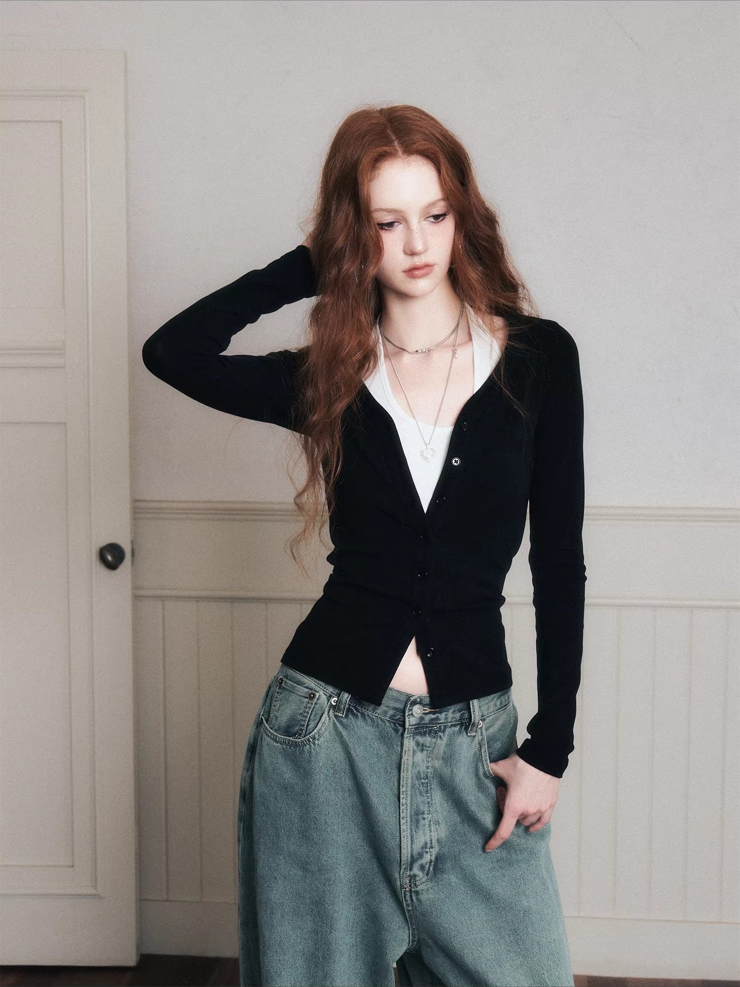 Layered Halter Camisole &amp; Knit Cardigan Set