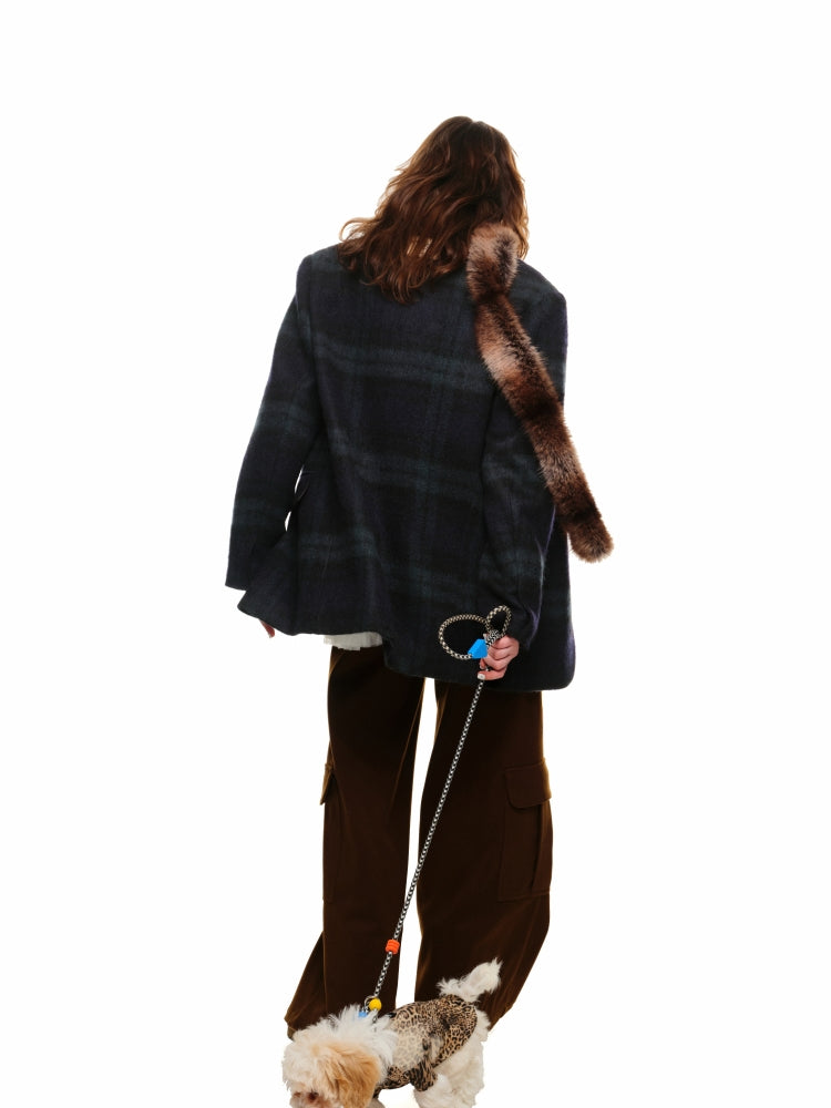 Brown Wool Wide-Leg Pants