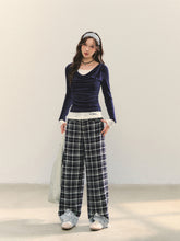 Dangle Collar Fake Two-Piece Color-Blocked Blouse - CHINASQUAD