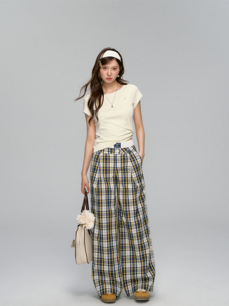 Shell Logo Lace Spliced Ruffled T-shirt