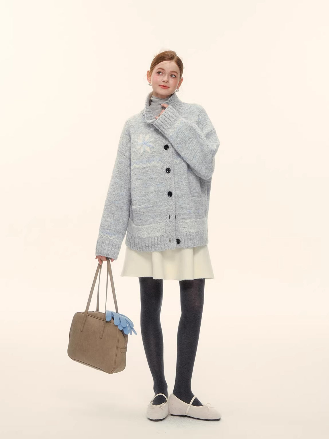 Snowflake Fair Isle Wool-Blend Knit Cardigan