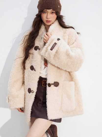 Wool-Blend Shearling Buttoned Jacket