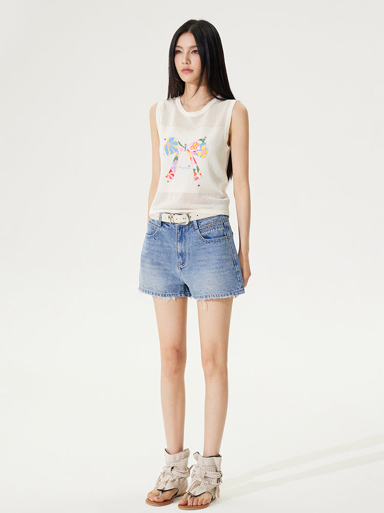 Bowknot Hollow Out Tencel Tank Top - CHINASQUAD