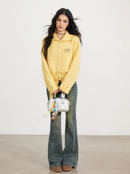 Belted Wool-Blend Knit Cardigan