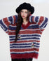 Pink & Red Striped V-neck Sweater - CHINASQUAD