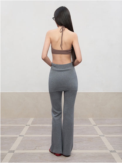 Layered Color Blocking U-Neck Halter Vest