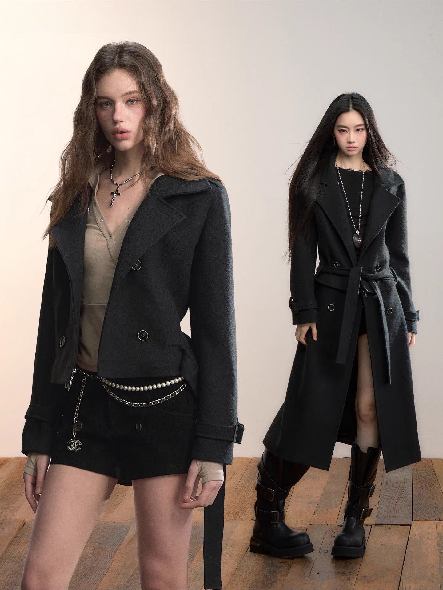 Convertible Wool-Blend Detachable Coat