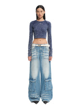 Washed Twill Denim Whisker Wide-leg Jeans - CHINASQUAD