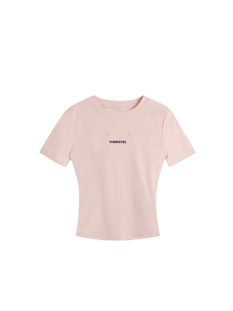 Letters Print Baby Tee In Pink