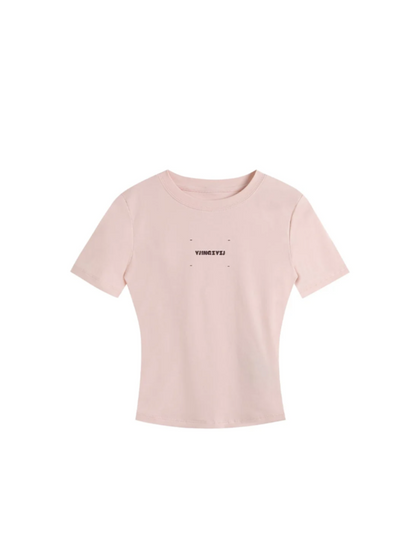 Letters Print Baby Tee In Pink