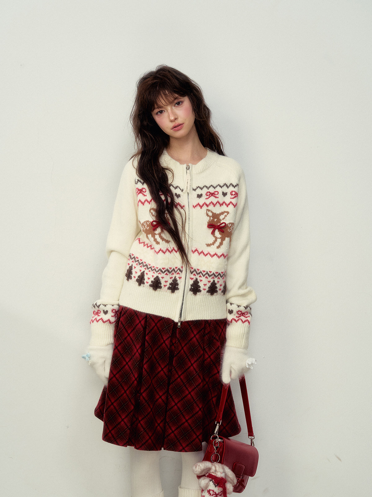 Fair Isle Deer Knit Cardigan