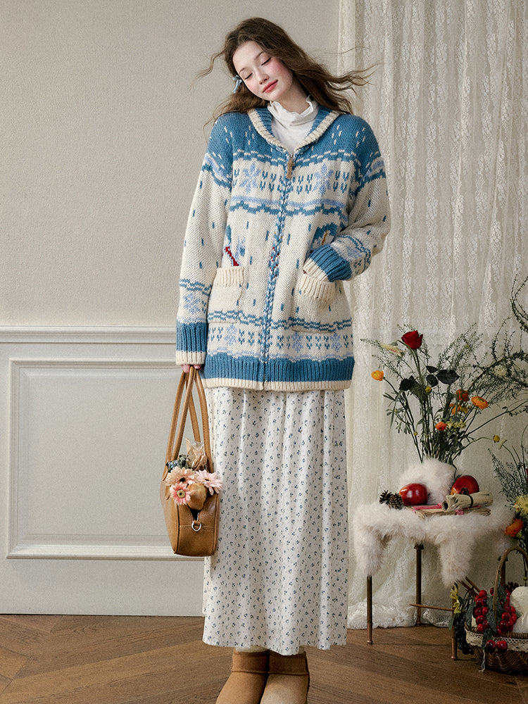 Nordic Island Wool Knitted Cardigan