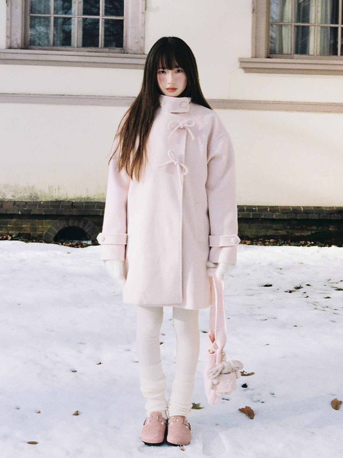  Hokkaido Pink Bow Collar Coat