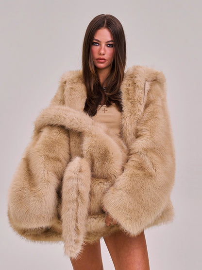 Cross Relic Faux Fur Stone Bag