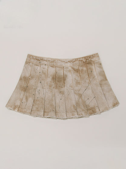 Rage Wild Denim Pleated Skirt Wild Brown