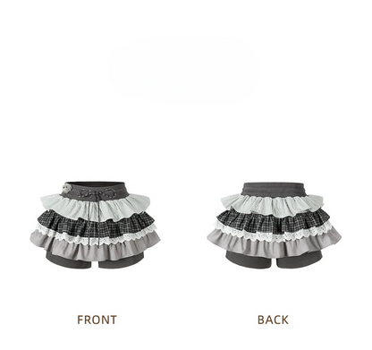 Patchwork Ruffle Tiered Skort