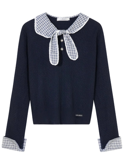 Cable Knit Checkered Sweater - CHINASQUAD