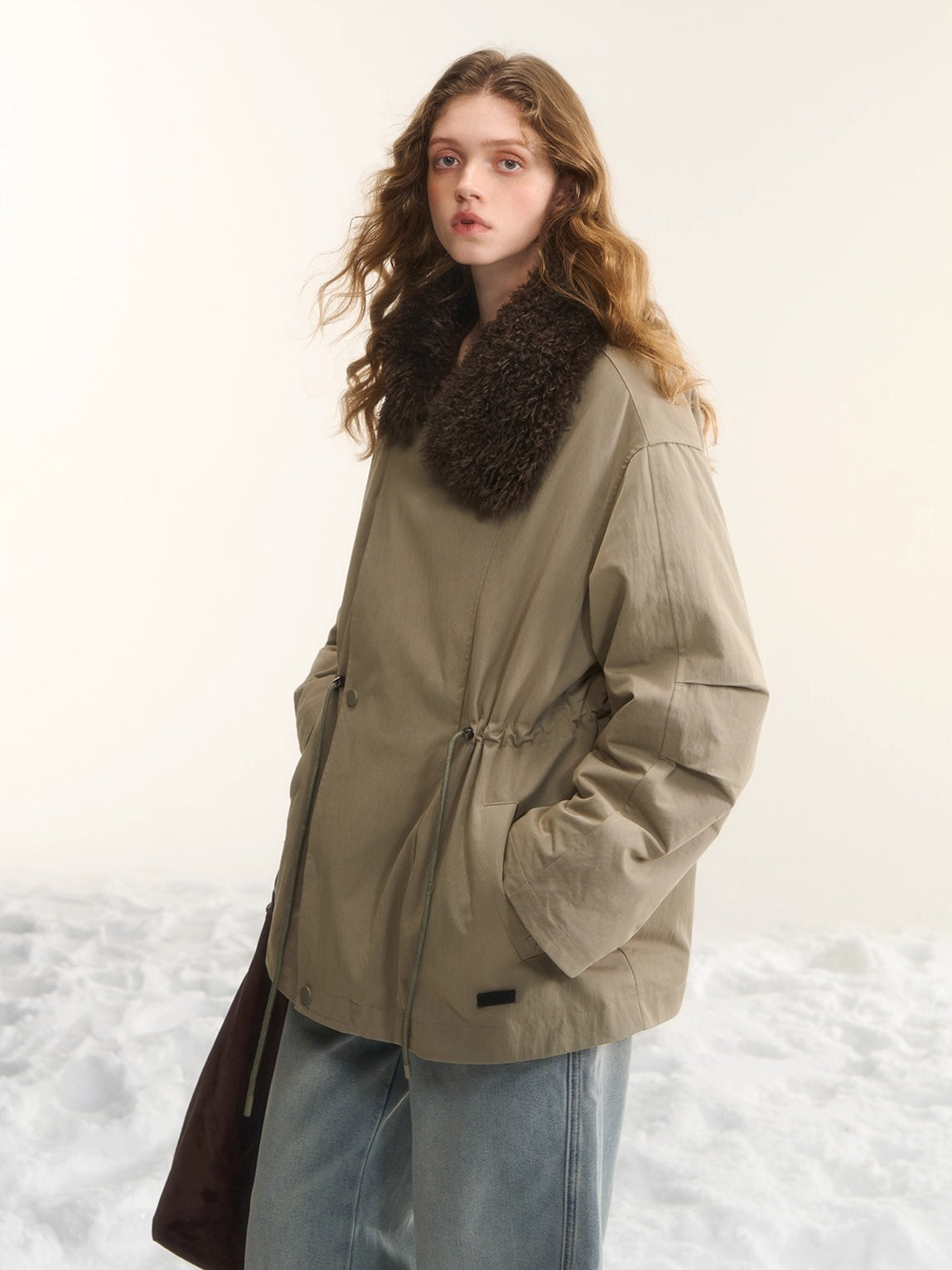 Faux-Fur Oversized Collar Jacket