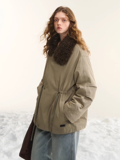 Faux-Fur Oversized Collar Jacket